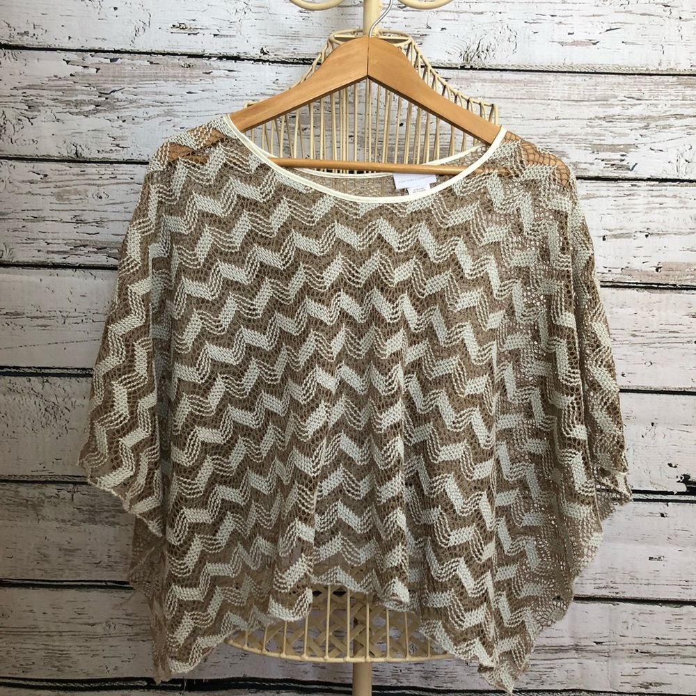 NY & Co knit white and beige poncho